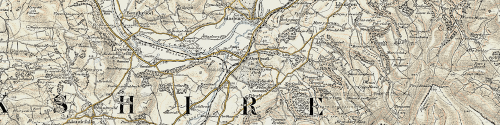 Old map of Three Cocks in 1900-1902