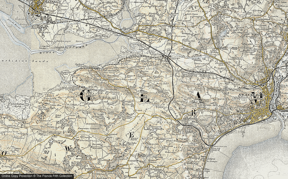 Old Map of Three Crosses, 1900-1901 in 1900-1901