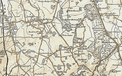Old map of Three Gates in 1899