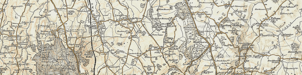 Old map of Three Gates in 1899