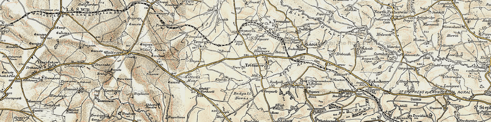 Old map of Three Hammers in 1900