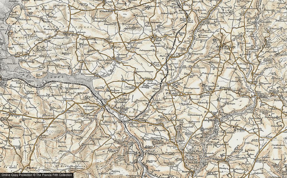 Old Map of Three Holes Cross, 1900 in 1900