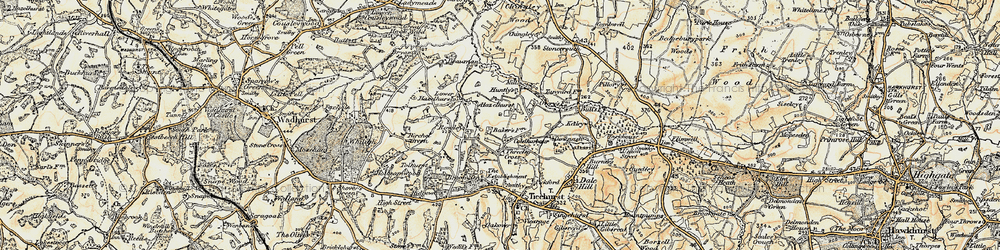 Old map of Three Leg Cross in 1898