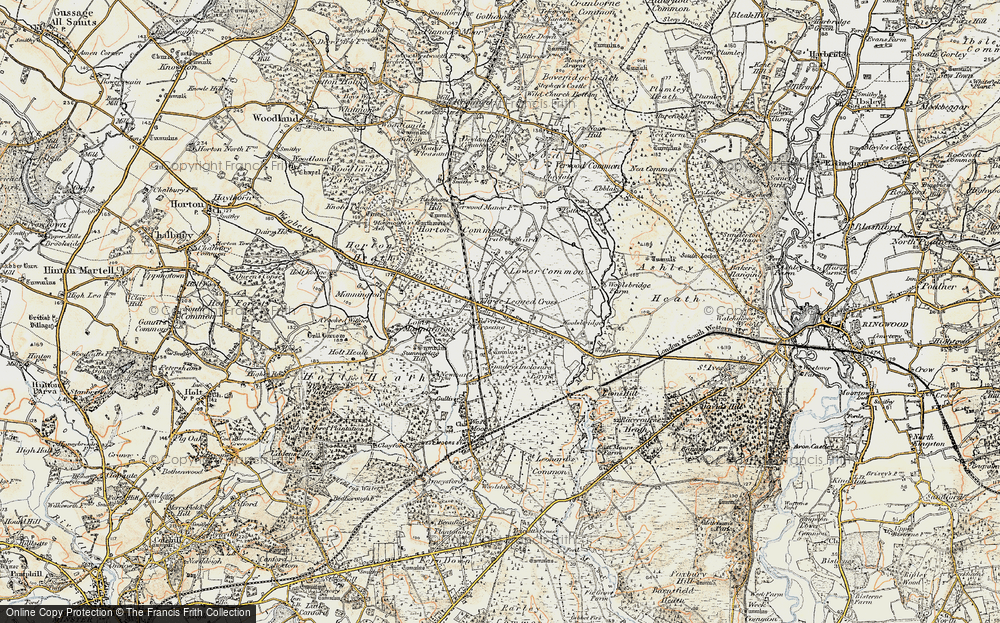 Old Map of Three Legged Cross, 1897-1909 in 1897-1909