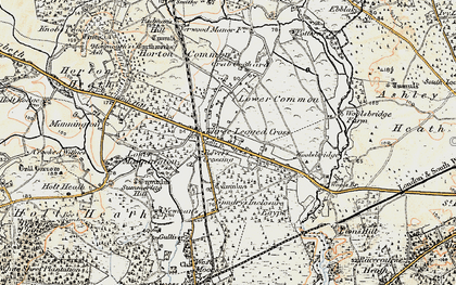 Old map of Three Legged Cross in 1897-1909