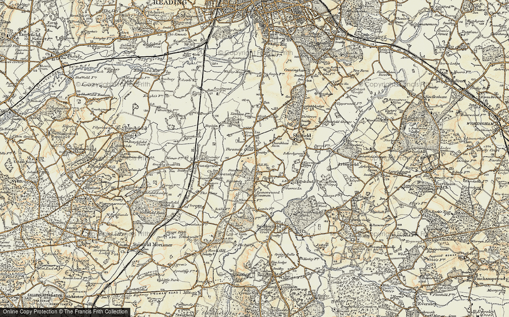 Old Map of Three Mile Cross, 1897-1909 in 1897-1909