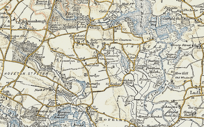 Old map of Threehammer Common in 1901-1902