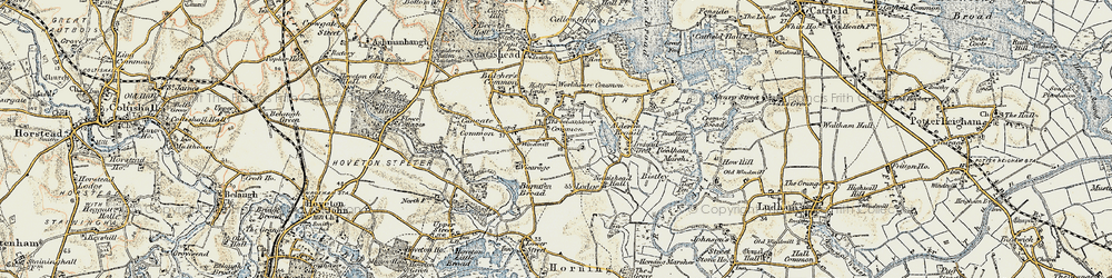 Old map of Threehammer Common in 1901-1902