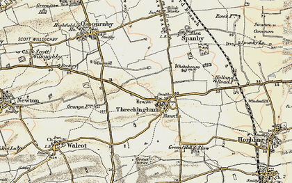 Old map of Threekingham in 1902-1903