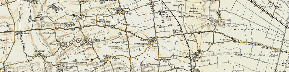 Old map of Threekingham in 1902-1903