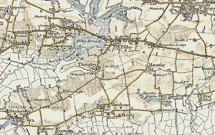Old map of Thrigby in 1901-1902