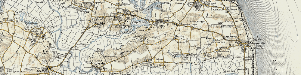 Old map of Thrigby in 1901-1902