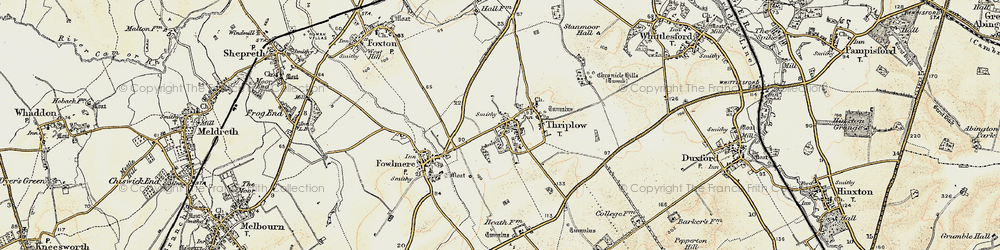 Old map of Thriplow in 1899-1901