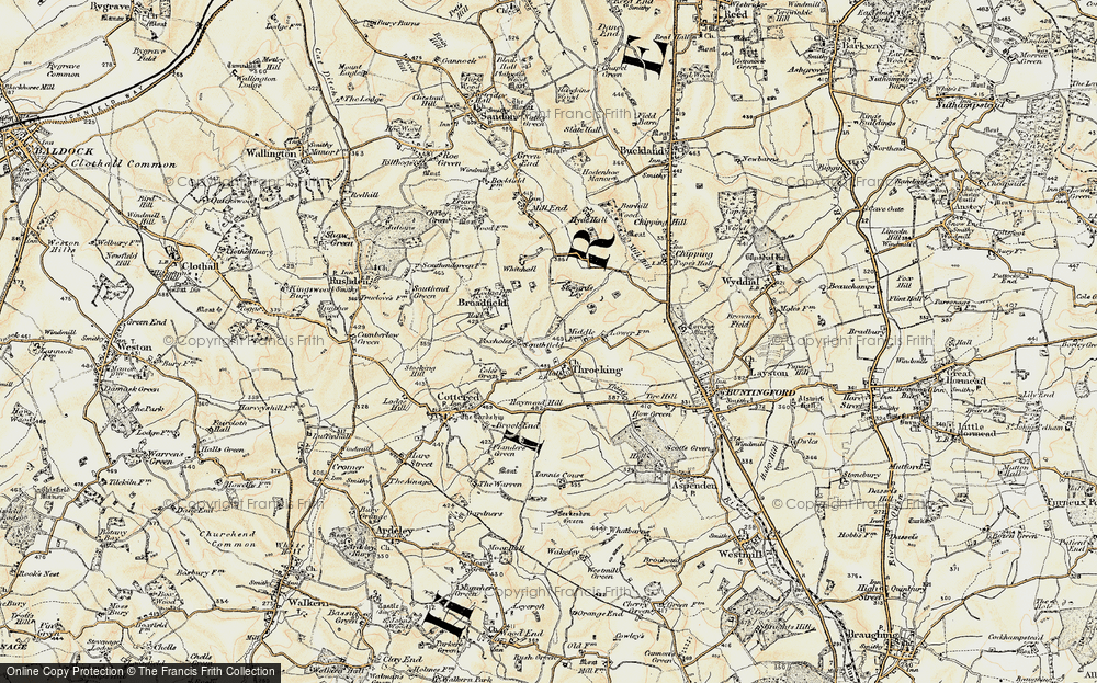 Old Map of Throcking, 1898-1899 in 1898-1899