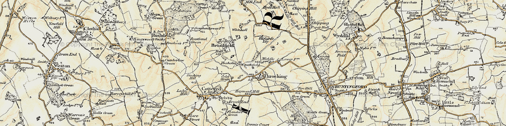 Old map of Throcking in 1898-1899