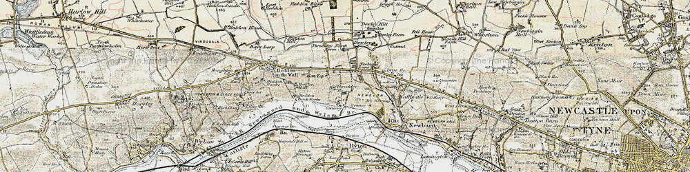 Old map of Throckley in 1901-1903