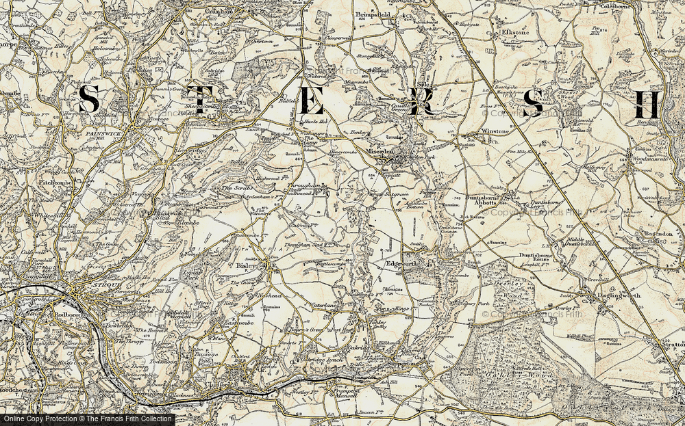 Old Map of Througham, 1898-1899 in 1898-1899
