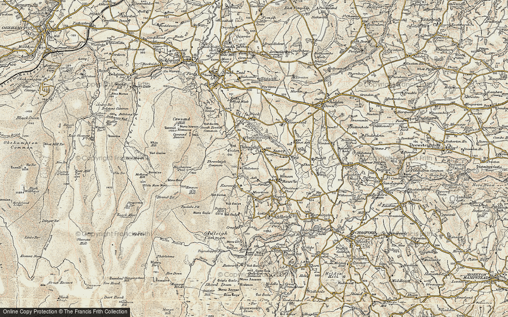 Old Map of Historic Map covering Blackaton Brook in 1899-1900