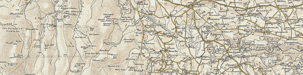 Old map of Throwleigh in 1899-1900