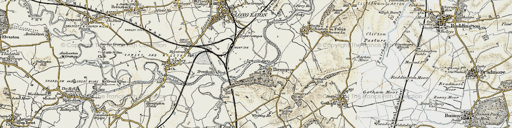 Old map of Thrumpton in 1902-1903