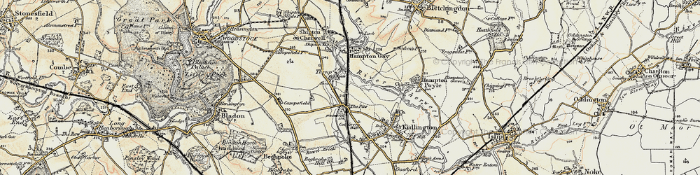 Old map of Thrupp in 1898-1899