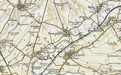 Old map of Thrussington in 1902-1903