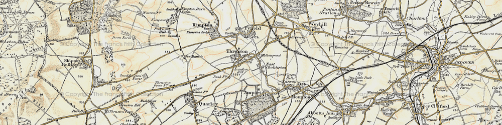 Old map of Thruxton in 1897-1899