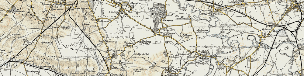 Old map of Thulston in 1902-1903