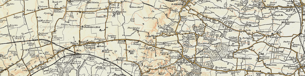 Old map of Thundersley in 1898