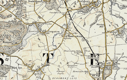 Old map of Thurcaston in 1902-1903