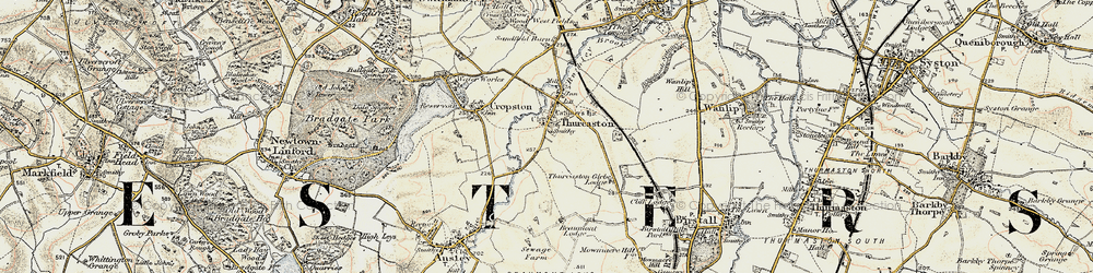 Old map of Thurcaston in 1902-1903