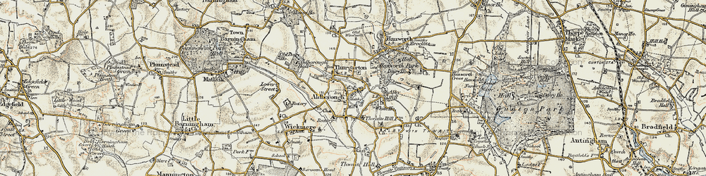 Old map of Thurgarton in 1901-1902