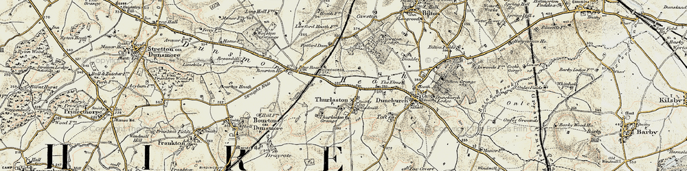 Old map of Thurlaston in 1901-1902