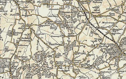 Old map of Thurlbear in 1898-1900