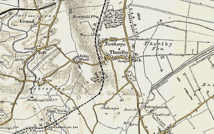 Old map of Thurlby in 1901-1903