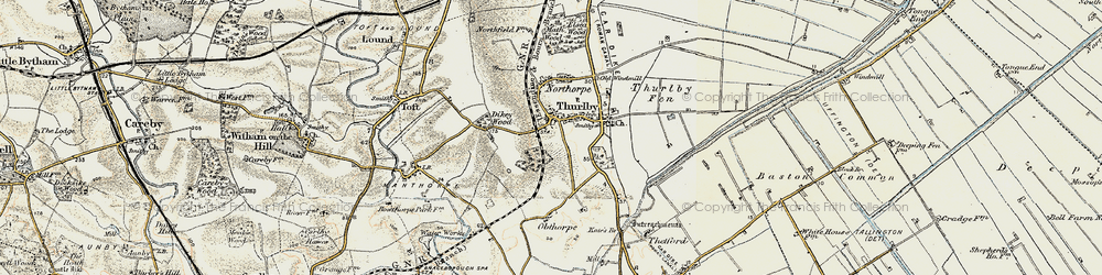 Old map of Thurlby in 1901-1903