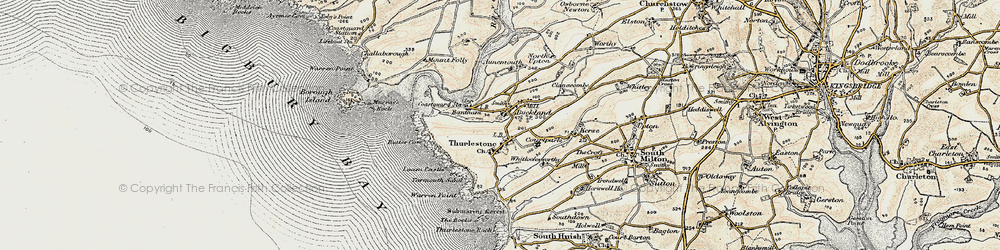 Old map of Thurlestone in 1899-1900