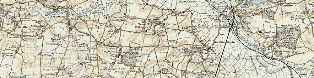 Old map of Thurlton Links in 1901-1902