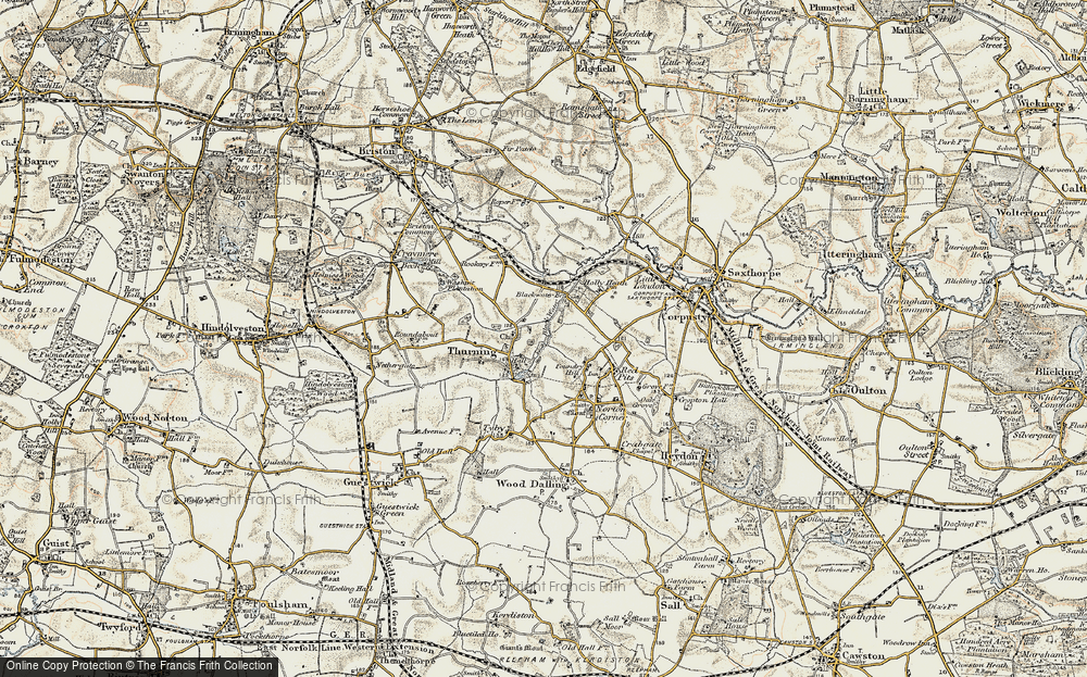 Old Map of Thurning, 1901-1902 in 1901-1902