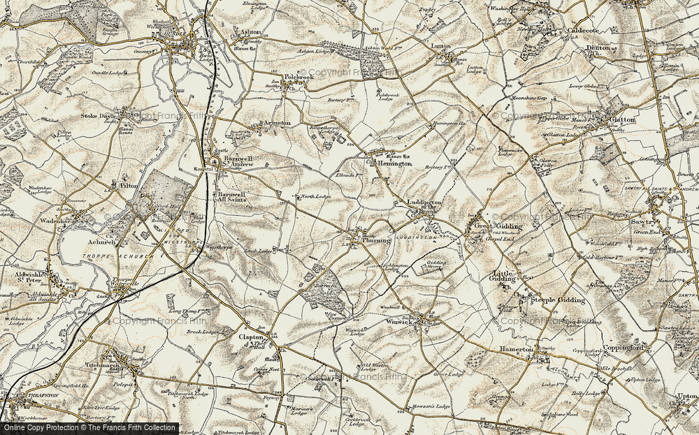 Old Map of Historic Map covering Thurning Lodge in 1901-1902