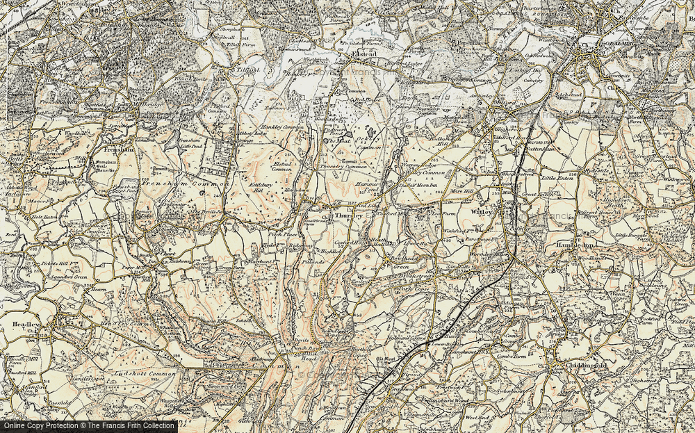 Old Map of Historic Map covering Thursley Common in 1897-1909