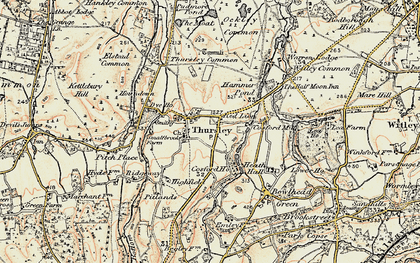 Old map of Thursley Common in 1897-1909