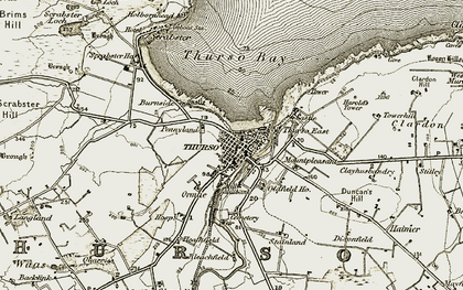 Old map of Thurso in 1912