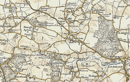 Old map of Thurton in 1901-1902