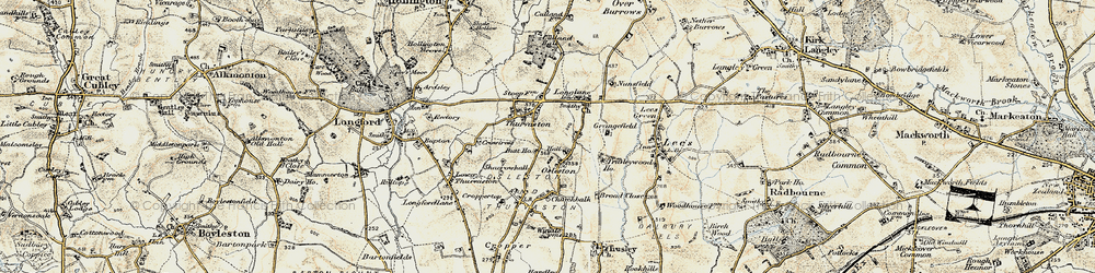 Old map of Thurvaston in 1902