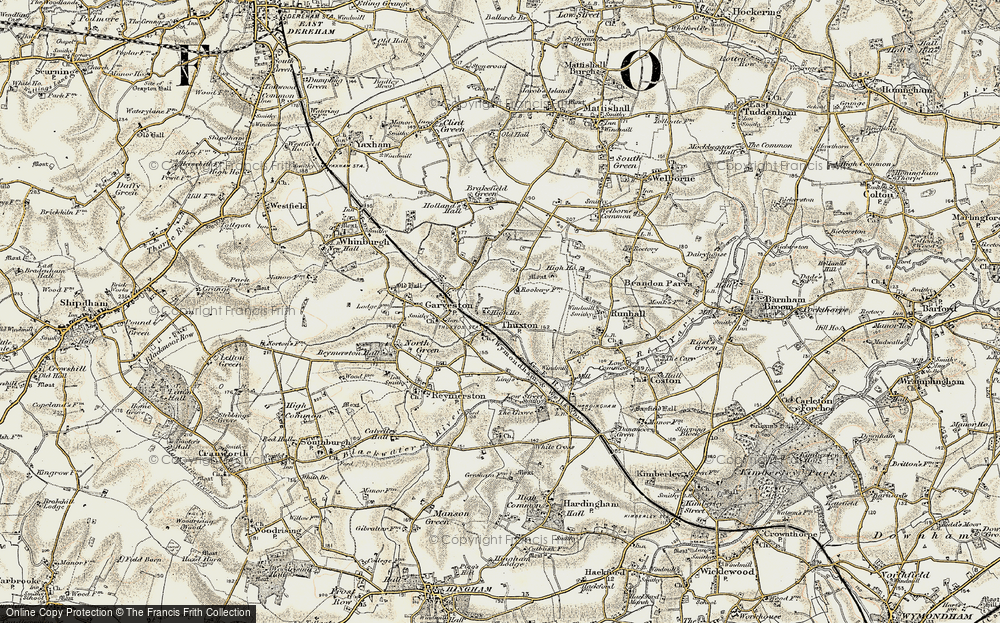 Old Map of Thuxton, 1901-1902 in 1901-1902