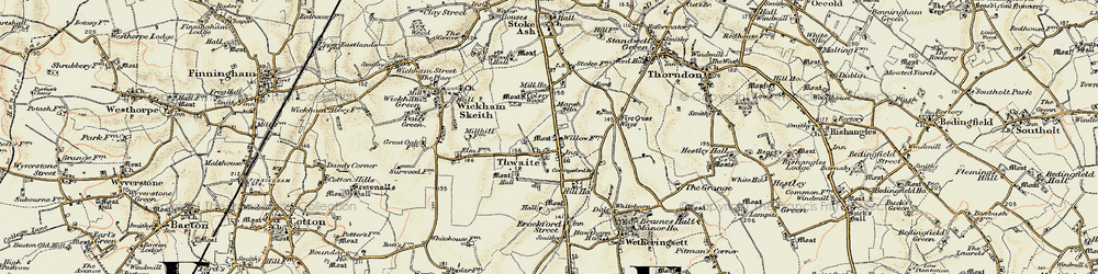 Old map of Thwaite in 1901