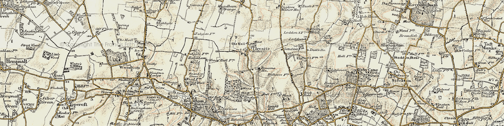Old map of Thwaite St Mary in 1901-1902