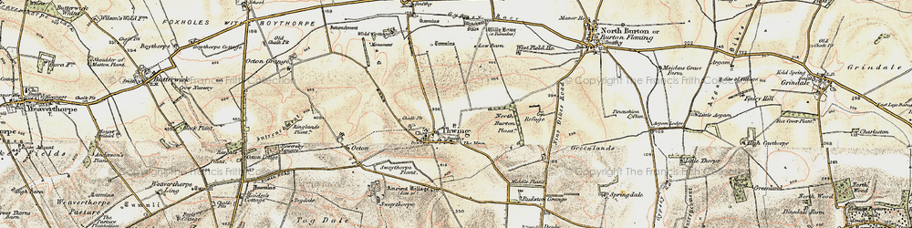 Old map of Thwing in 1903-1904