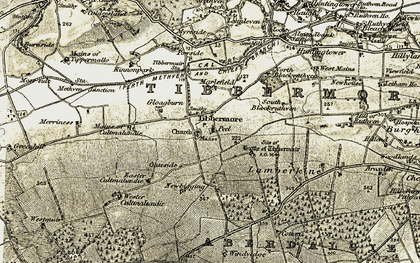 Old map of Tibbermore in 1906-1908